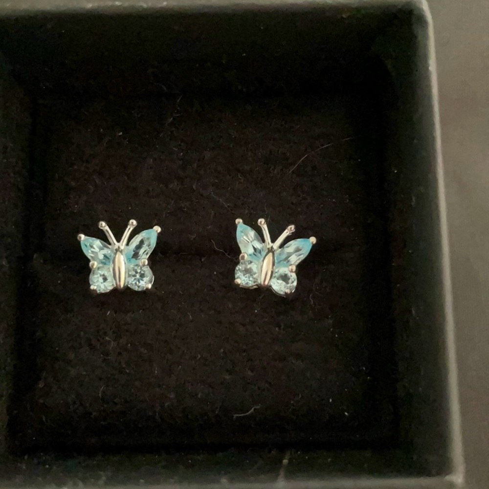 Brand new silver and blue butterfly 🦋 studs